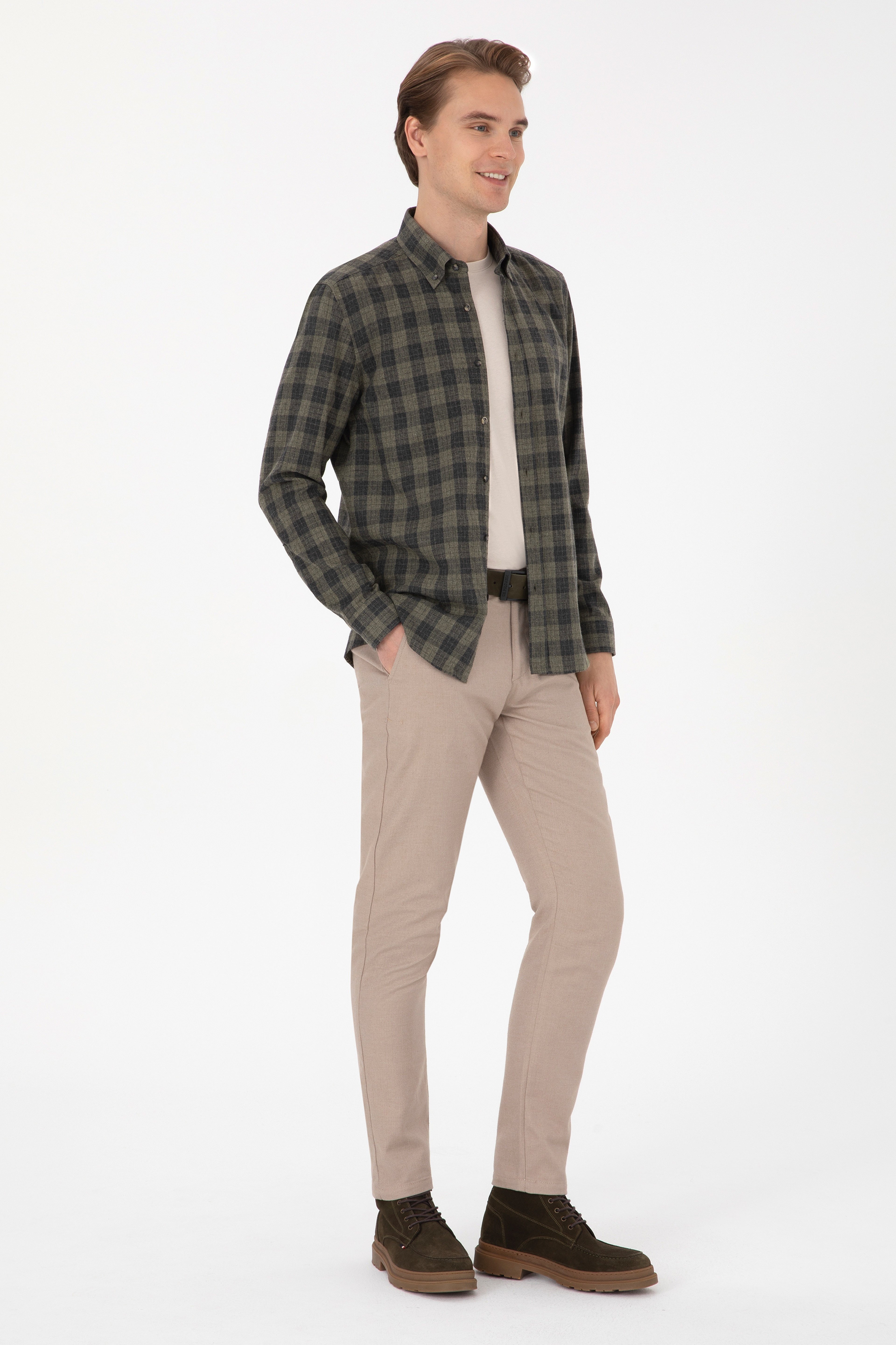 Erkek Slim Fit Camel Kanvas Pantolon - Image 3