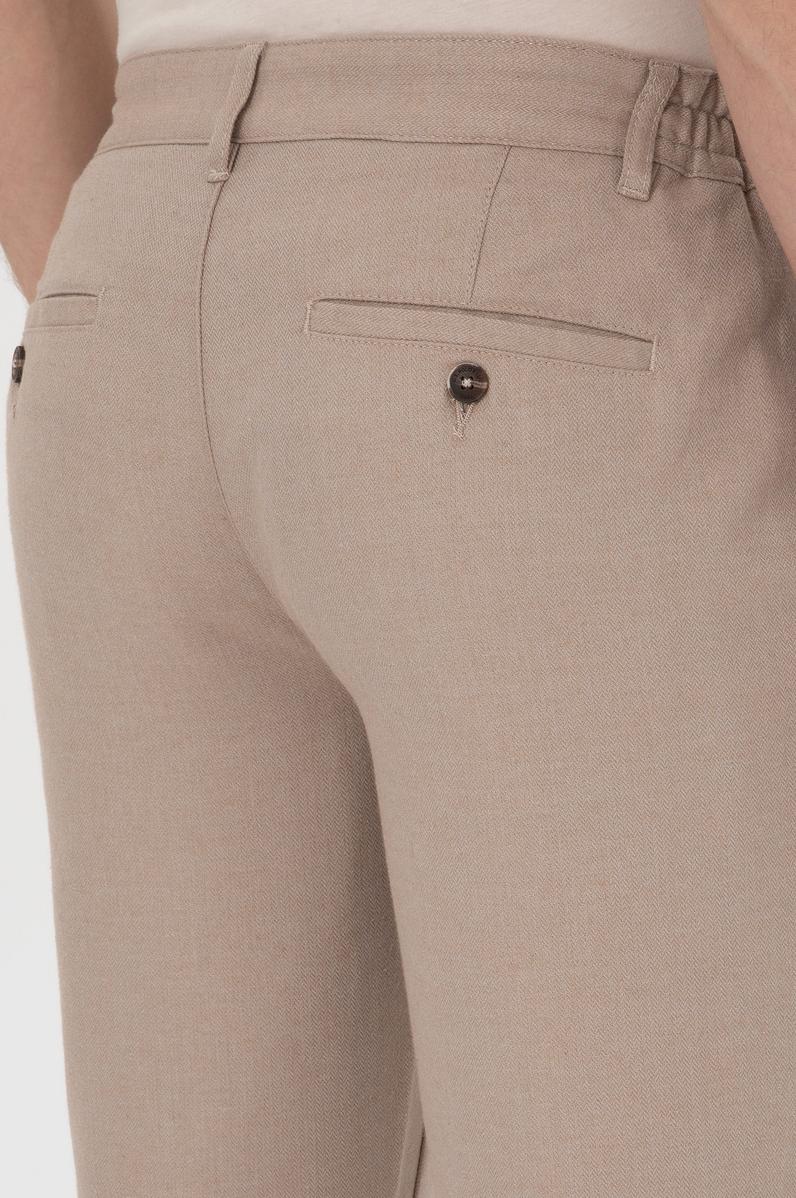 Erkek Slim Fit Camel Kanvas Pantolon