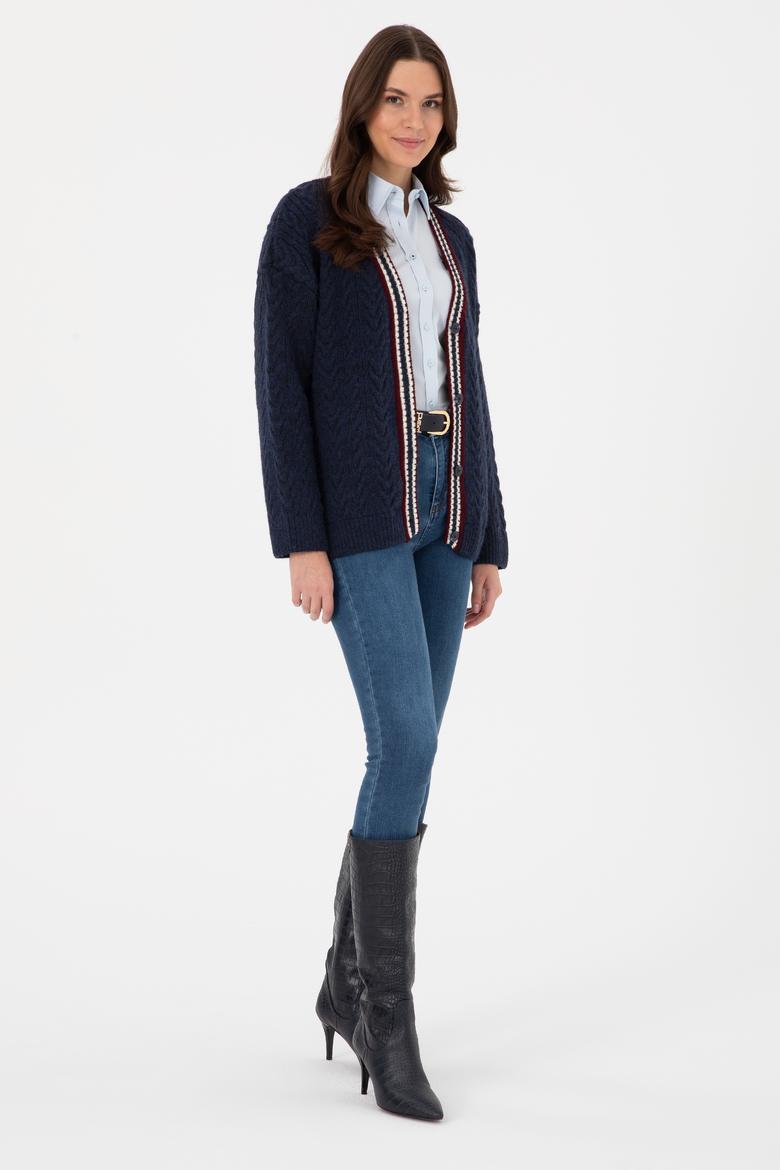 Kadın Lacivert Triko Hırka - 50314775017