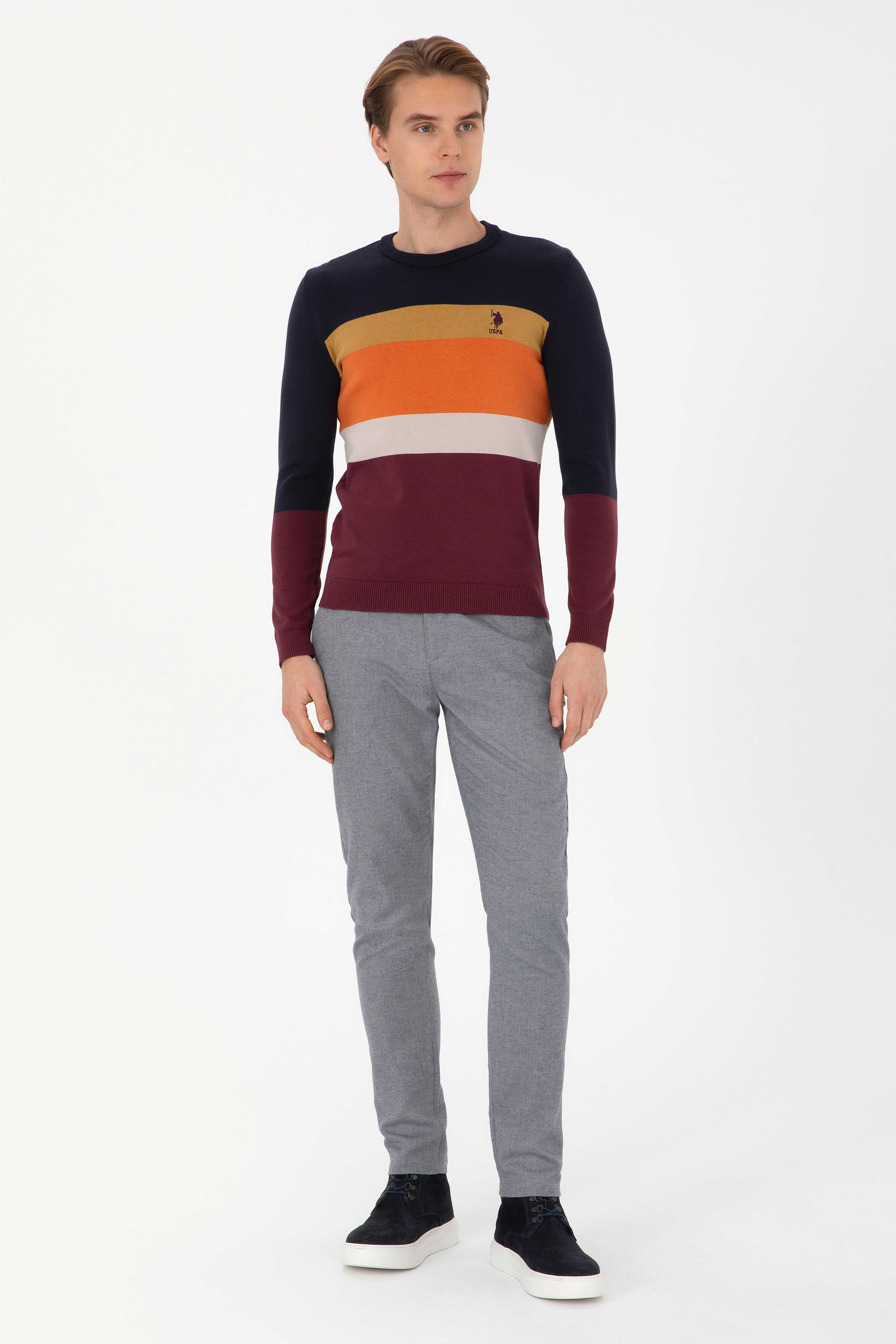 Erkek Slim Fit Saks Kanvas Pantolon - Image 1