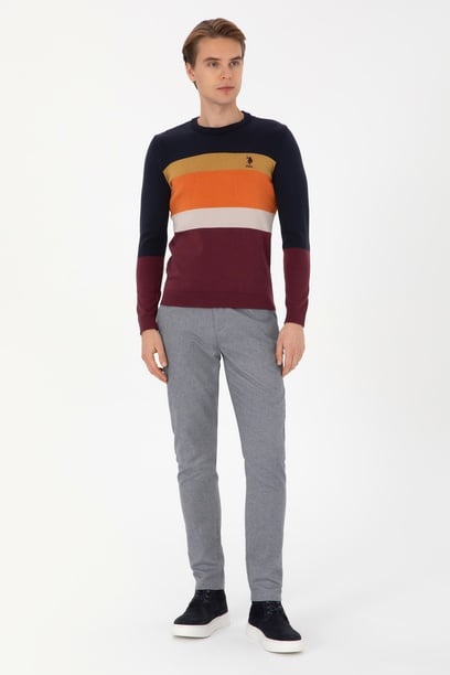 Erkek Slim Fit Saks Kanvas Pantolon