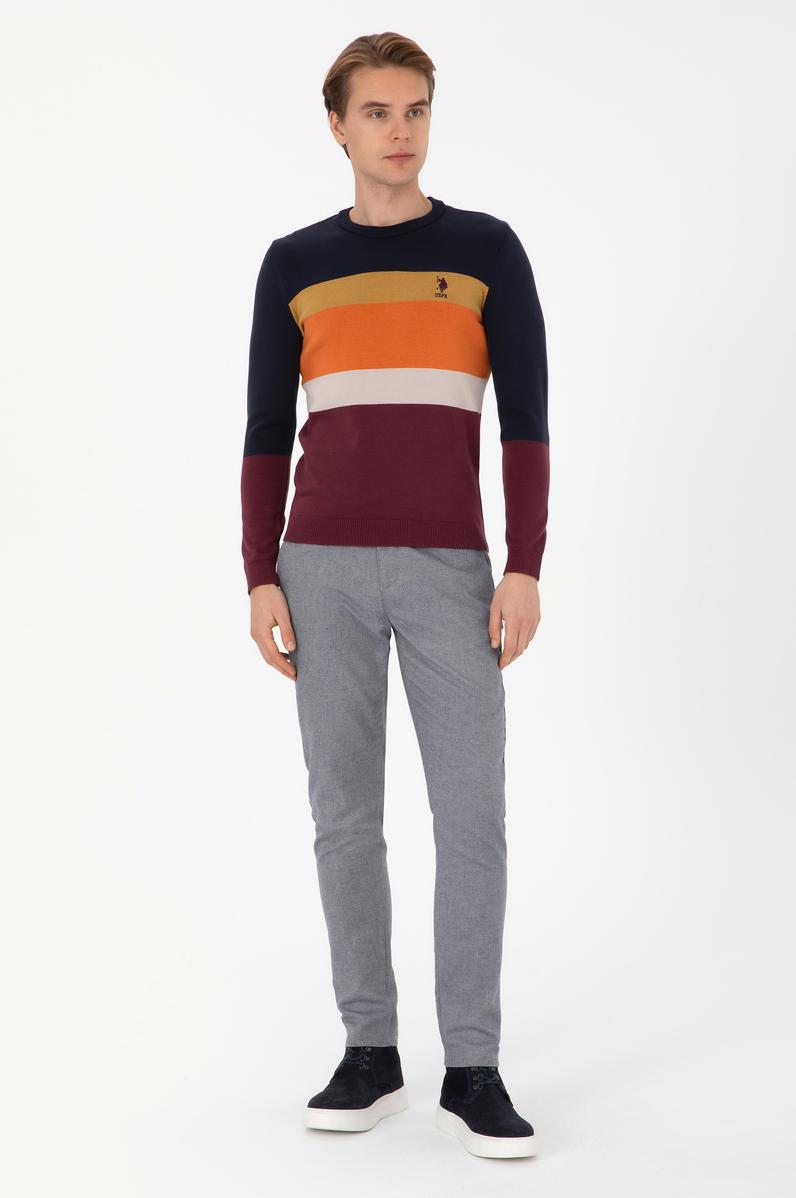 Erkek Slim Fit Saks Kanvas Pantolon