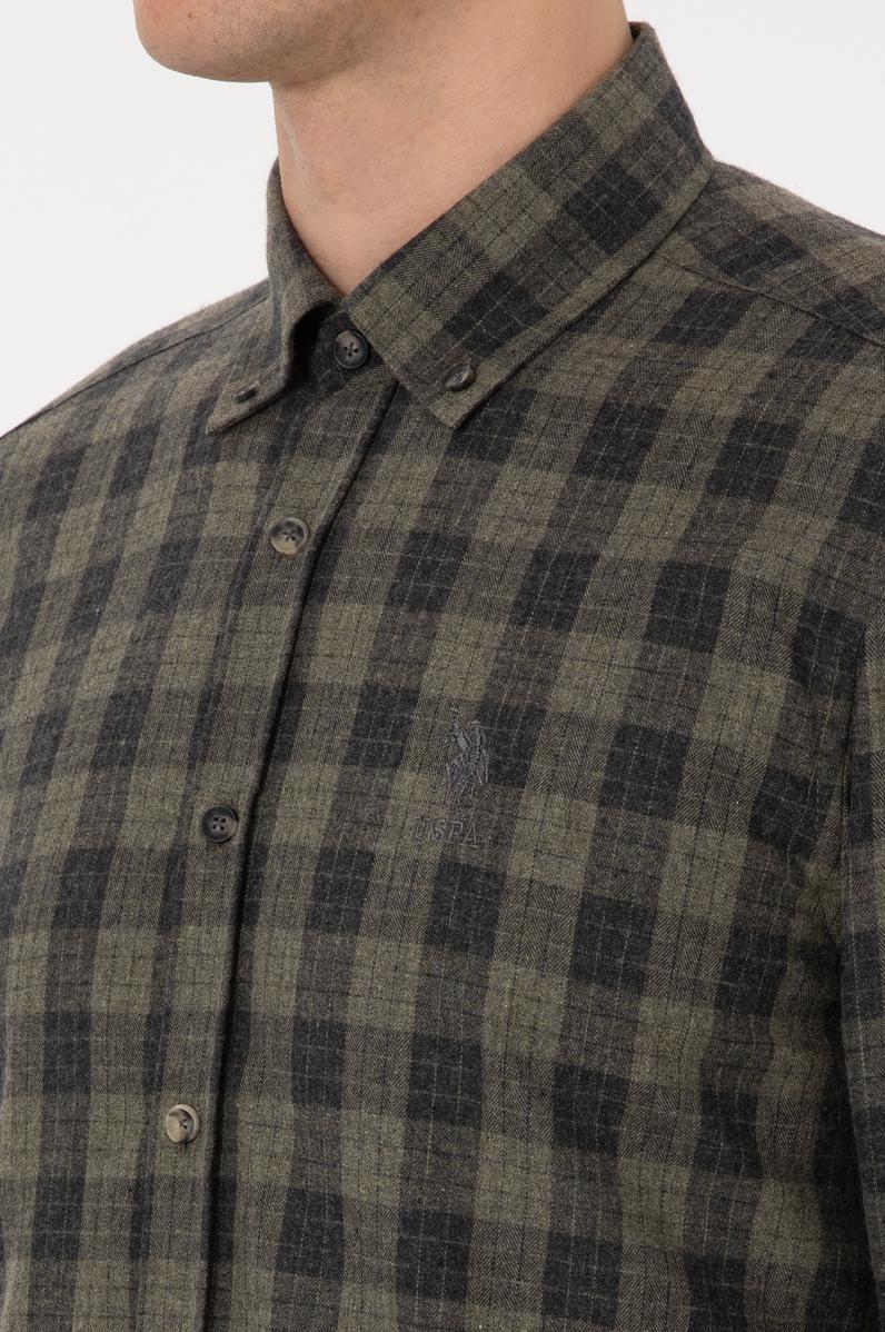 Erkek Açık Haki Uzun Kollu Gömlek