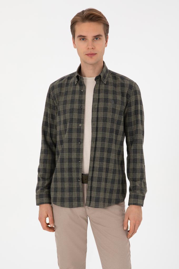 Erkek Açık Haki Uzun Kollu Gömlek