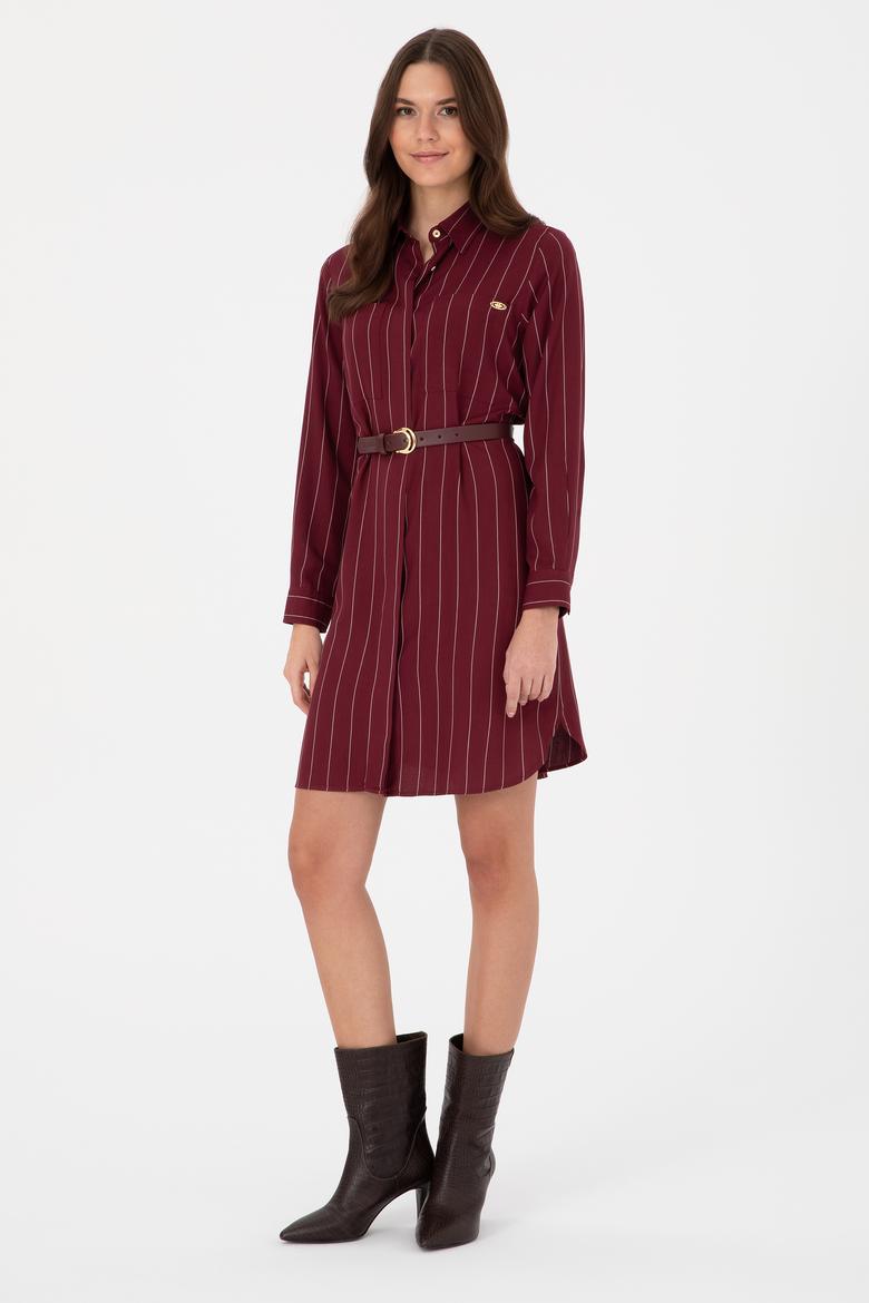 Kadın Bordo Dokuma Elbise - 50317631010