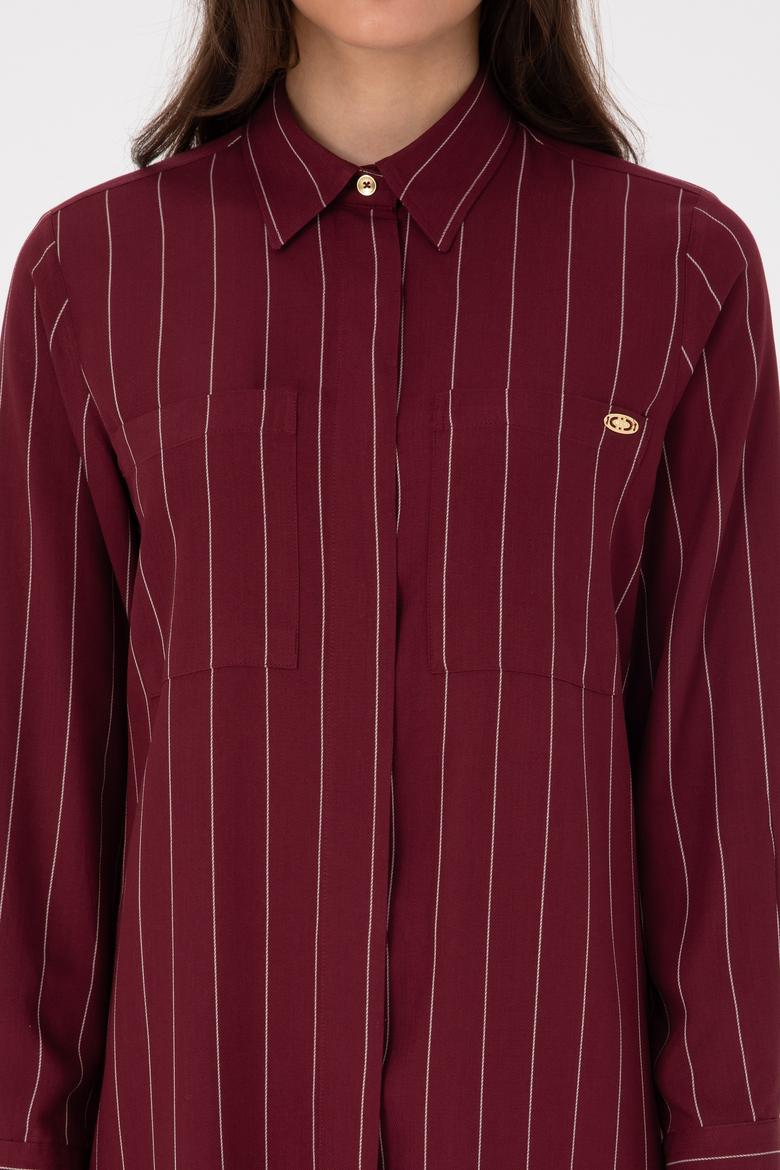 Kadın Bordo Dokuma Elbise - 50317631010