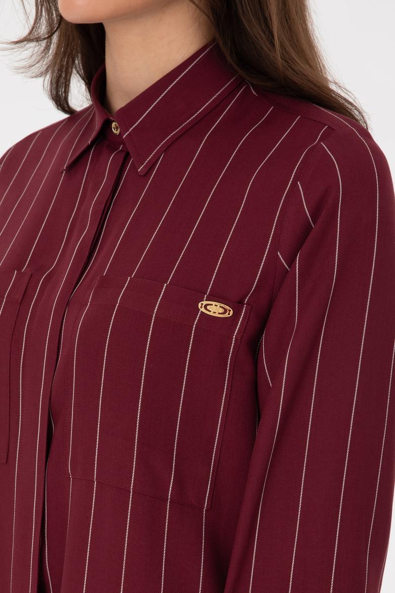 Kadın Bordo Dokuma Elbise - 50317631010