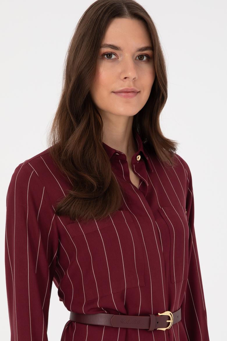 Kadın Bordo Dokuma Elbise - 50317631010