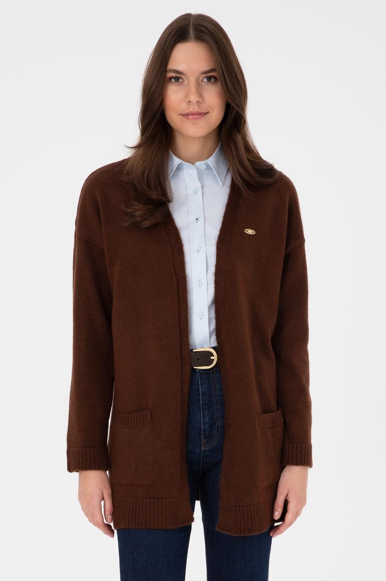 Kadın Kahverengi Triko Hırka