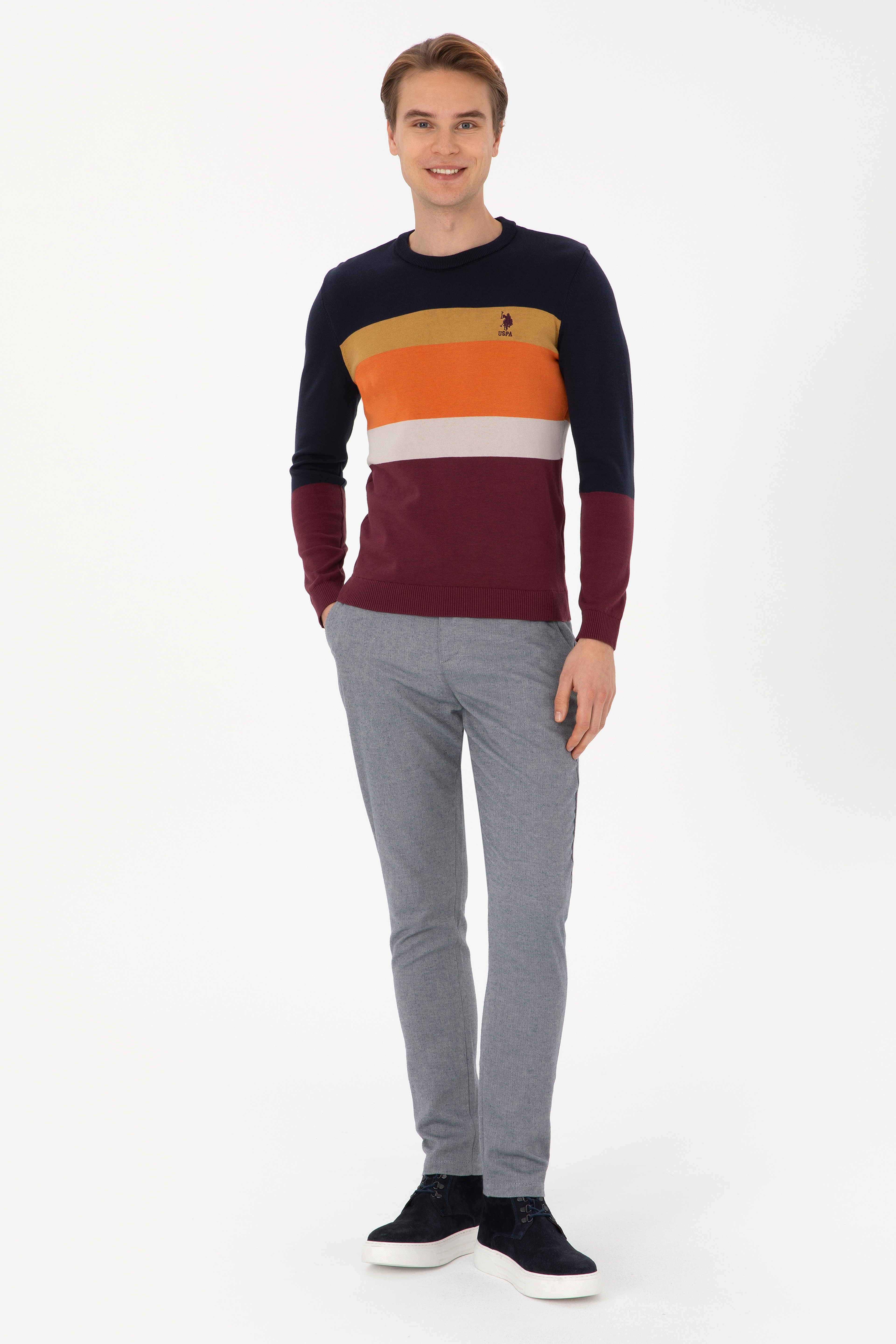 Erkek Regular Fit Bisiklet Yaka Lacivert Kazak - Image 4