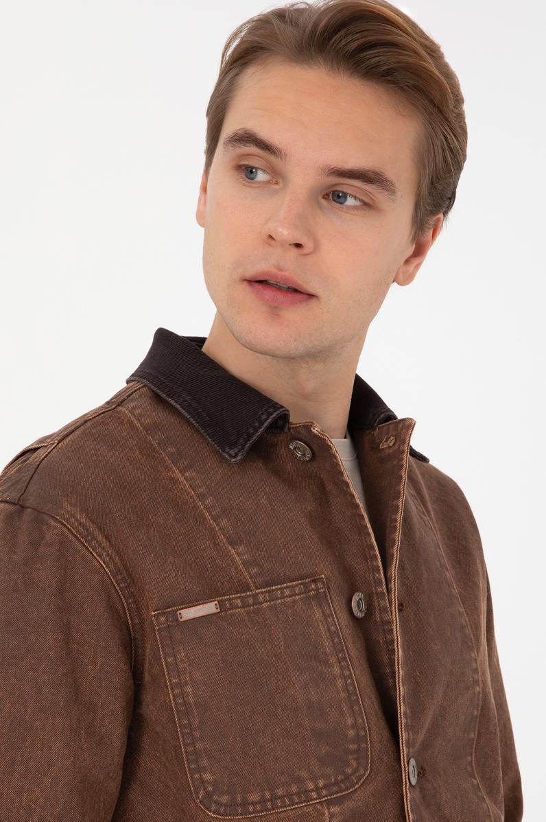 Erkek Kahverengi Jean Gömlek