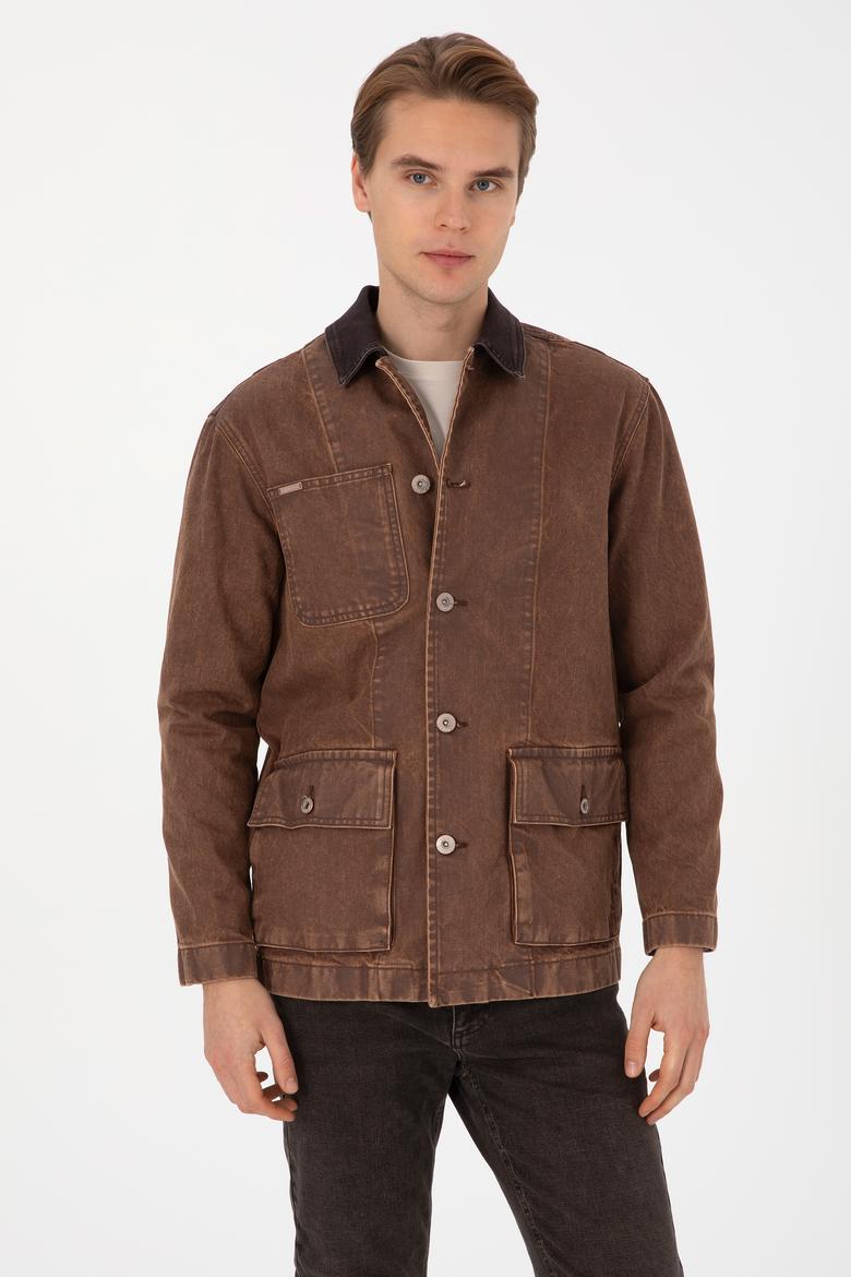 Erkek Kahverengi Jean Gömlek - 50308310033