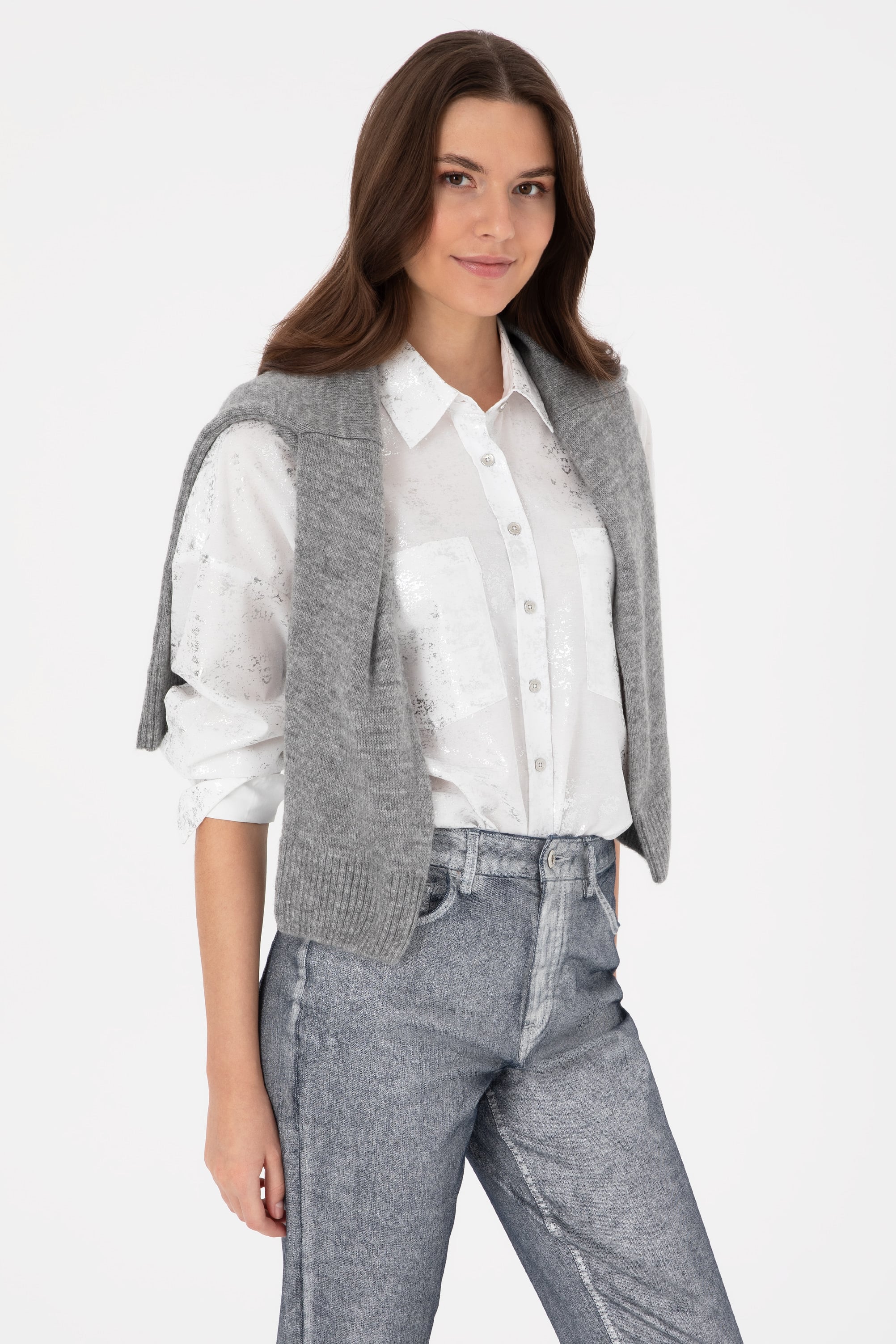 Kadın Beyaz Uzun Kollu Gömlek - 50308755004