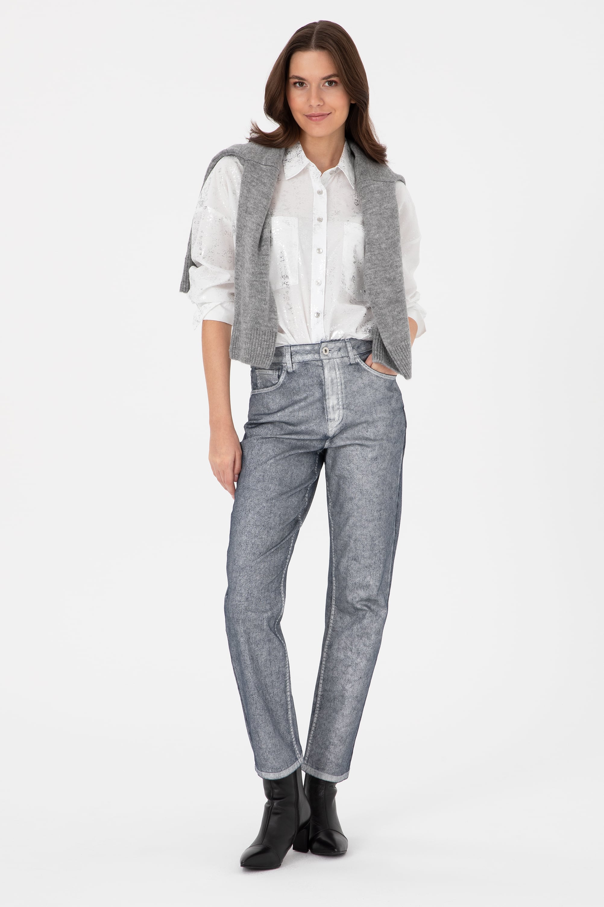 Kadın Beyaz Uzun Kollu Gömlek - 50308755004