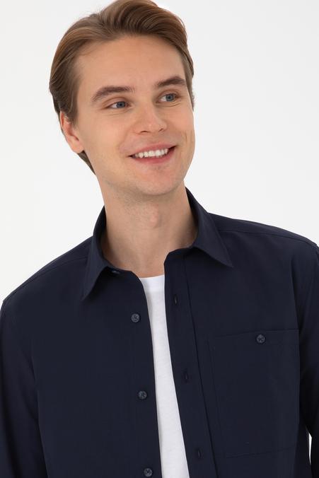Erkek Lacivert Uzun Kollu Gömlek