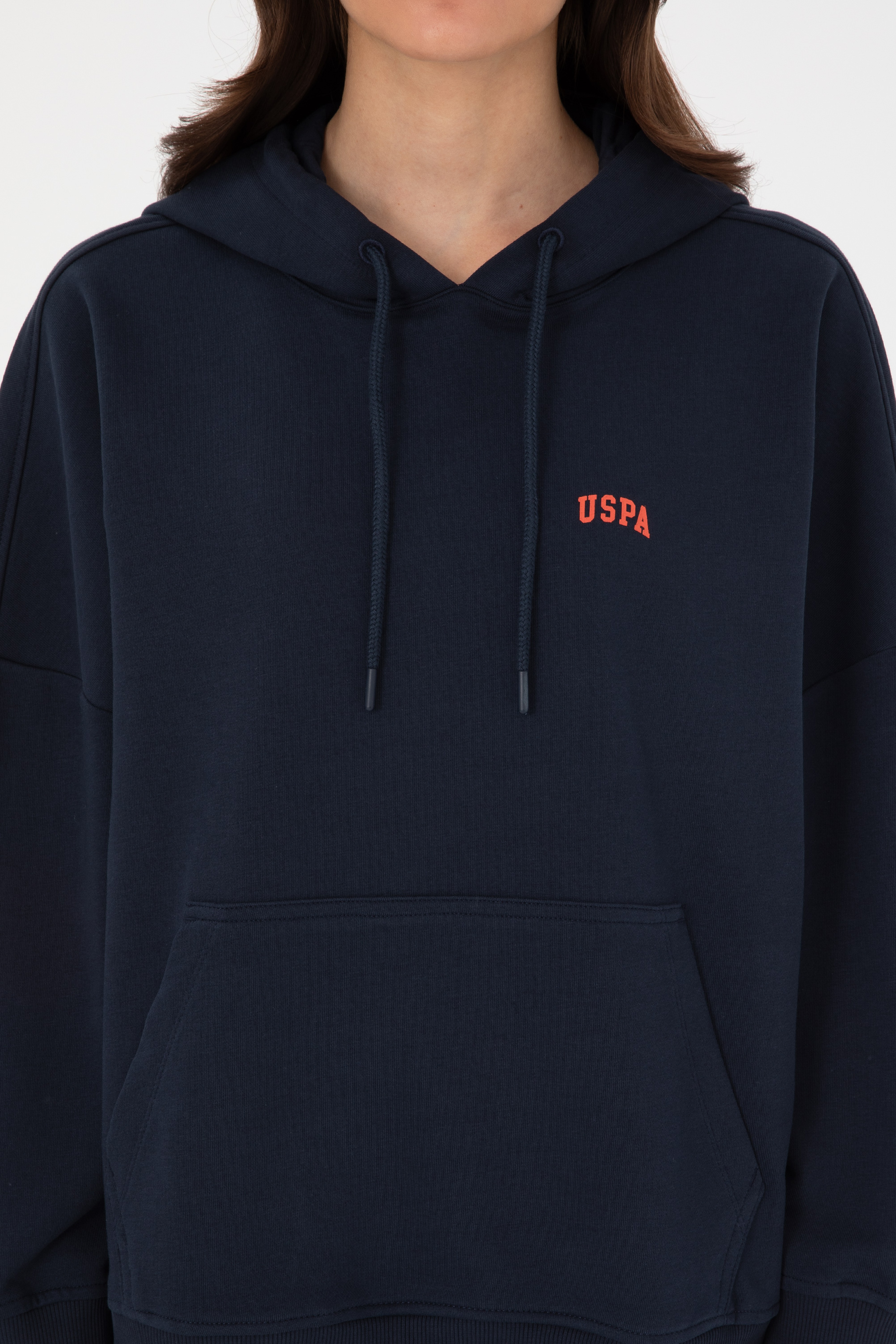 Kadın Lacivert Kapüşonlu Basic  Sweatshirt - Image 6