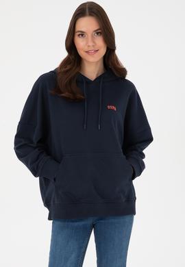 Kadın Lacivert Kapüşonlu Basic  Sweatshirt - 50297324021