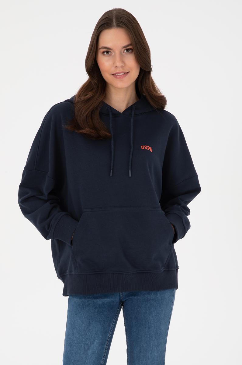 Kadın Lacivert Kapüşonlu Basic  Sweatshirt
