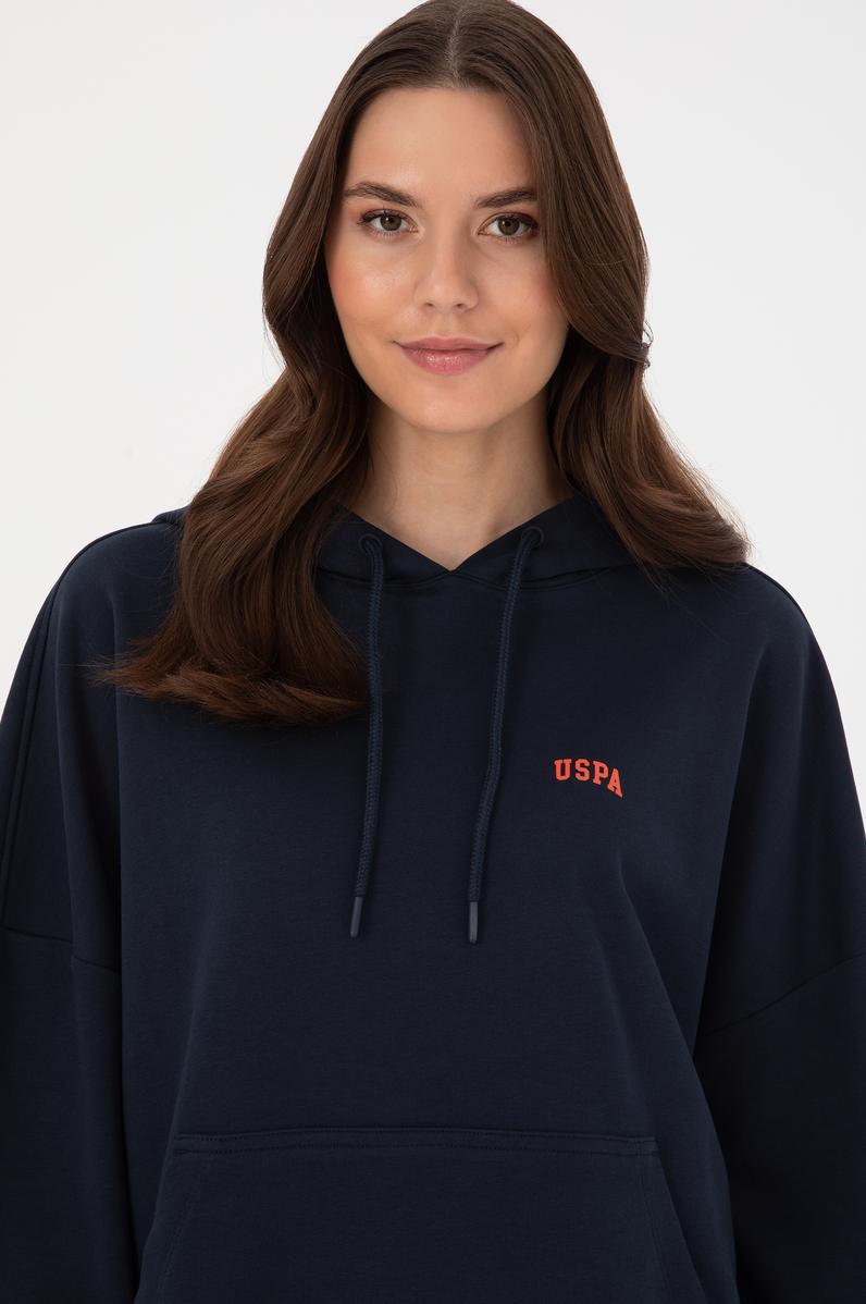 Kadın Lacivert Kapüşonlu Basic  Sweatshirt