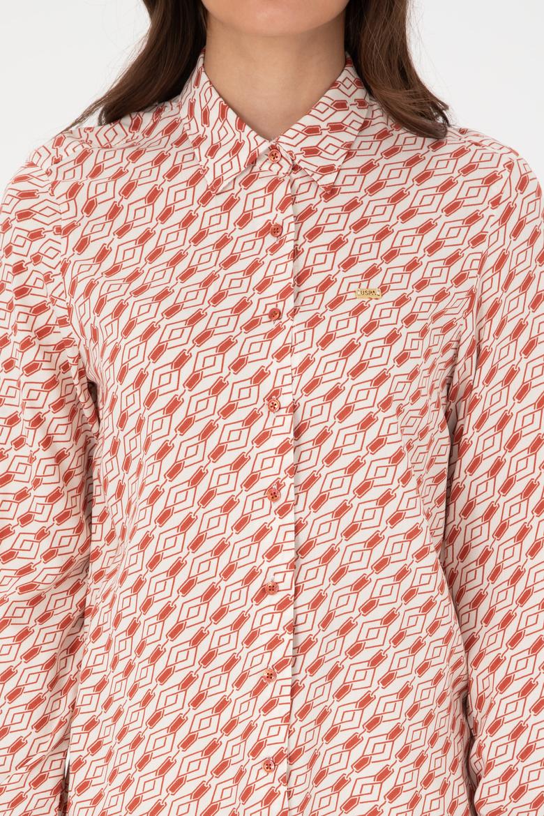 Kadın Gül Kurusu Uzun Kollu Gömlek - 50316370038