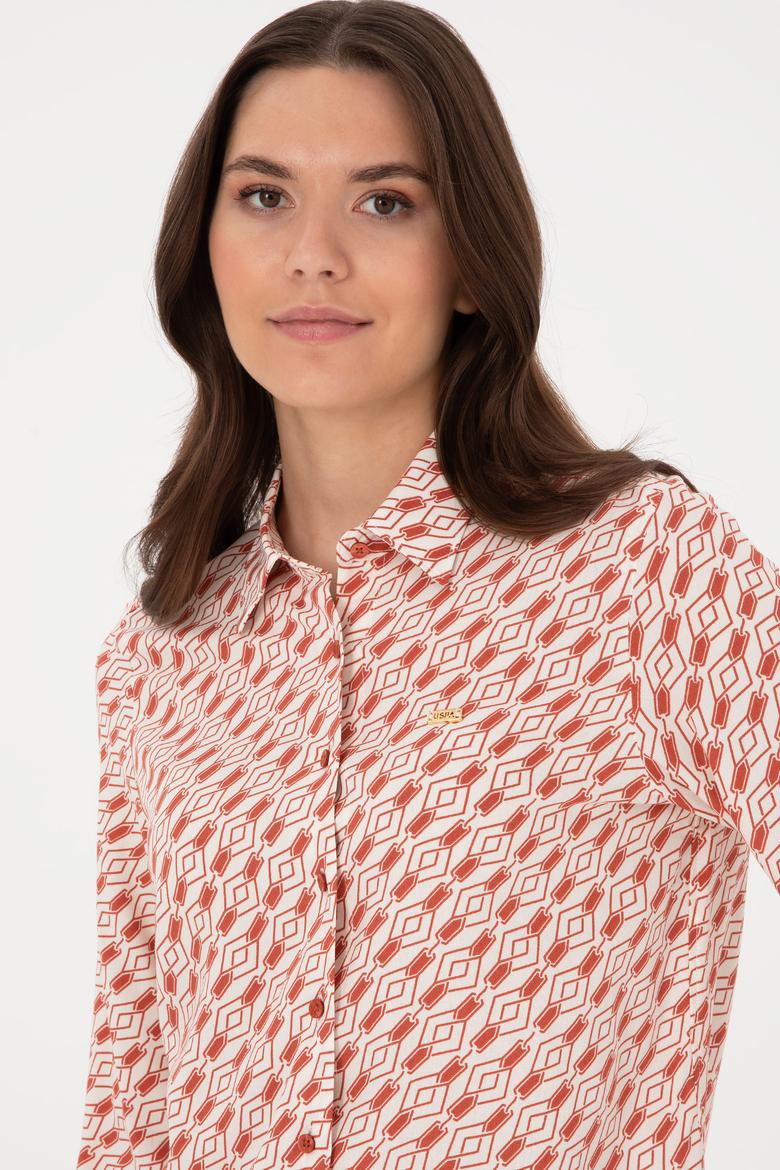 Kadın Gül Kurusu Uzun Kollu Gömlek - 50316370038