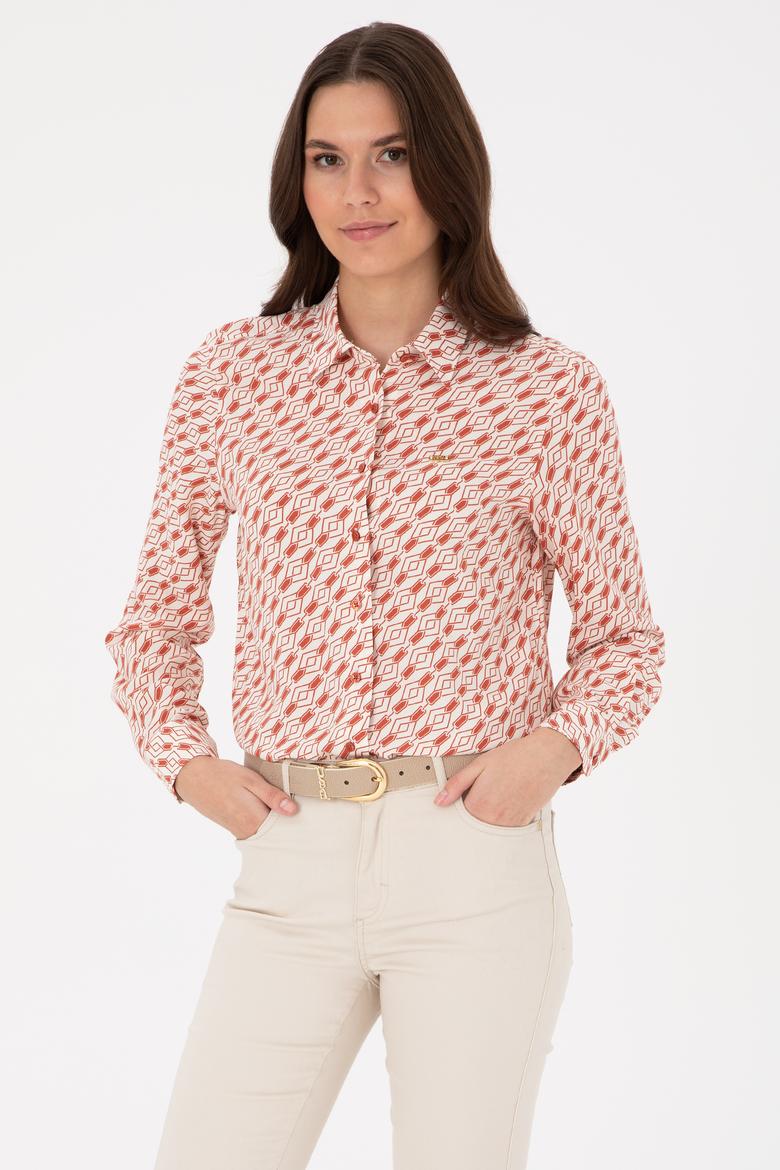 Kadın Gül Kurusu Uzun Kollu Gömlek