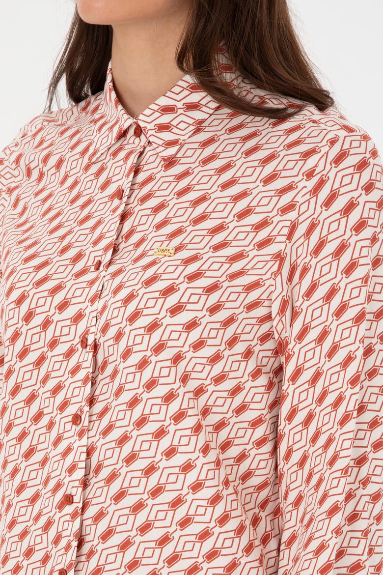 Kadın Gül Kurusu Uzun Kollu Gömlek - 50316370038