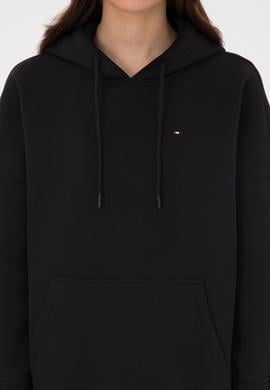 Kadın Siyah Şardonlu Kapüşonlu Sweatshırt - 50313567015