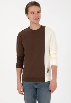 Erkek Regular Fit Bisiklet Yaka Kahverengi İnce Sweatshirt - 50316316017