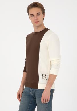 Erkek Regular Fit Bisiklet Yaka Kahverengi İnce Sweatshirt - 50316316017