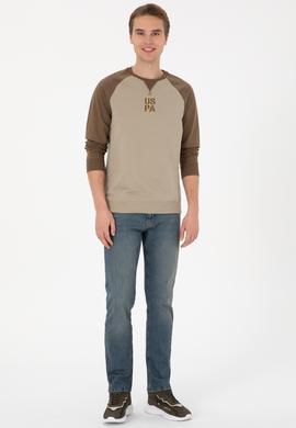 Erkek Bisiklet Yaka Regular Fit Haki İnce Sweatshirt - 50315420047