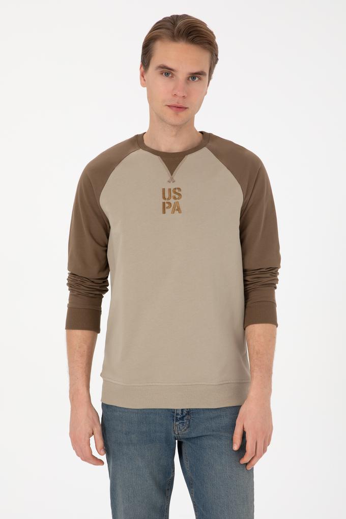 Erkek Bisiklet Yaka Regular Fit Haki İnce Sweatshirt