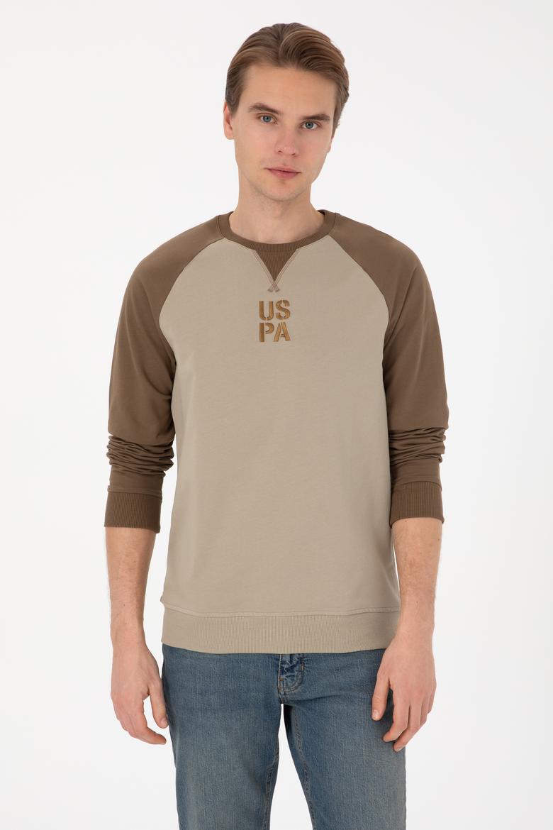 Erkek Bisiklet Yaka Regular Fit Haki İnce Sweatshirt