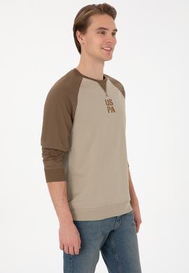 Erkek Bisiklet Yaka Regular Fit Haki İnce Sweatshirt - 50315420047