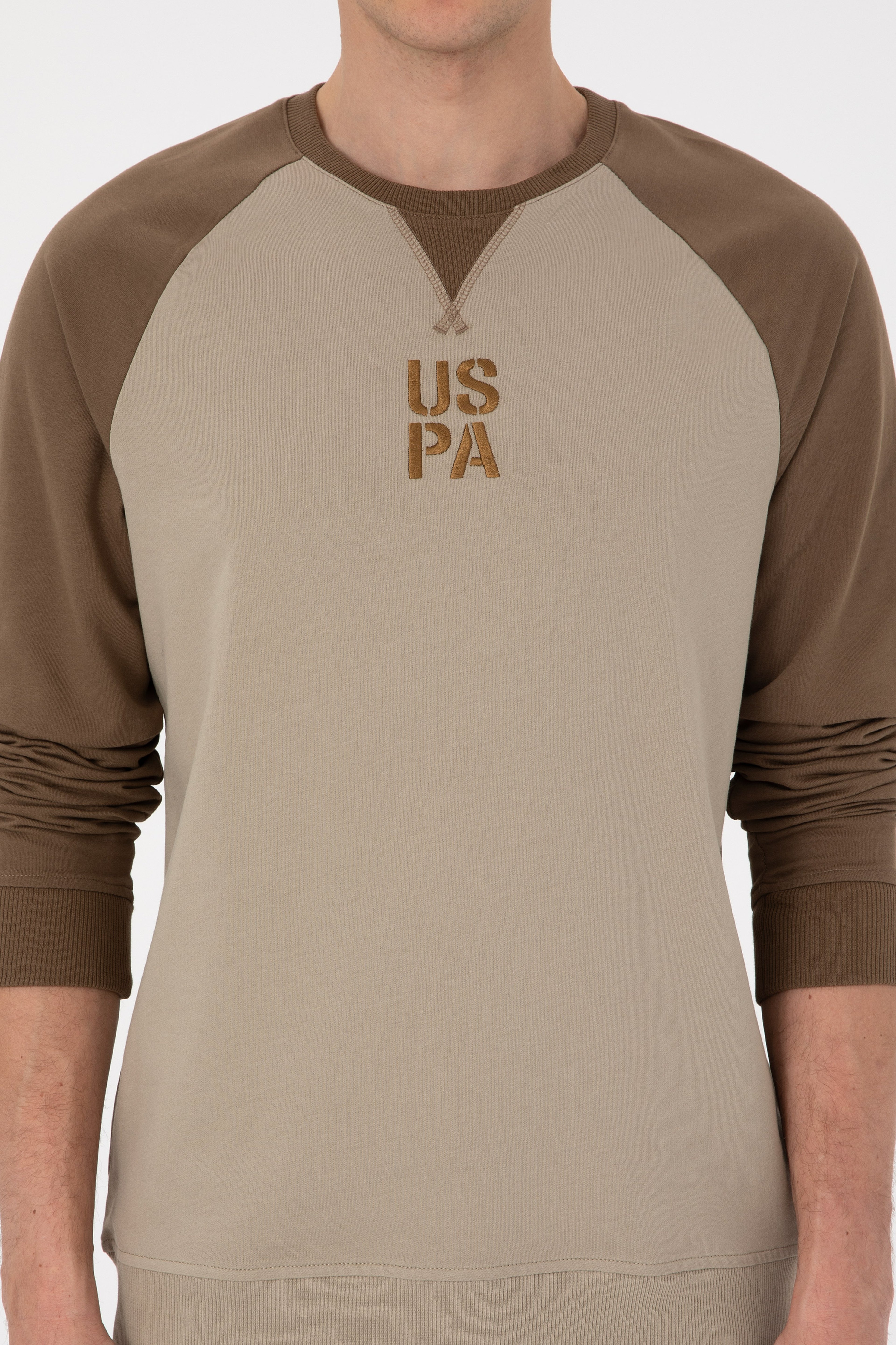 Erkek Bisiklet Yaka Regular Fit Haki İnce Sweatshirt - Image 6