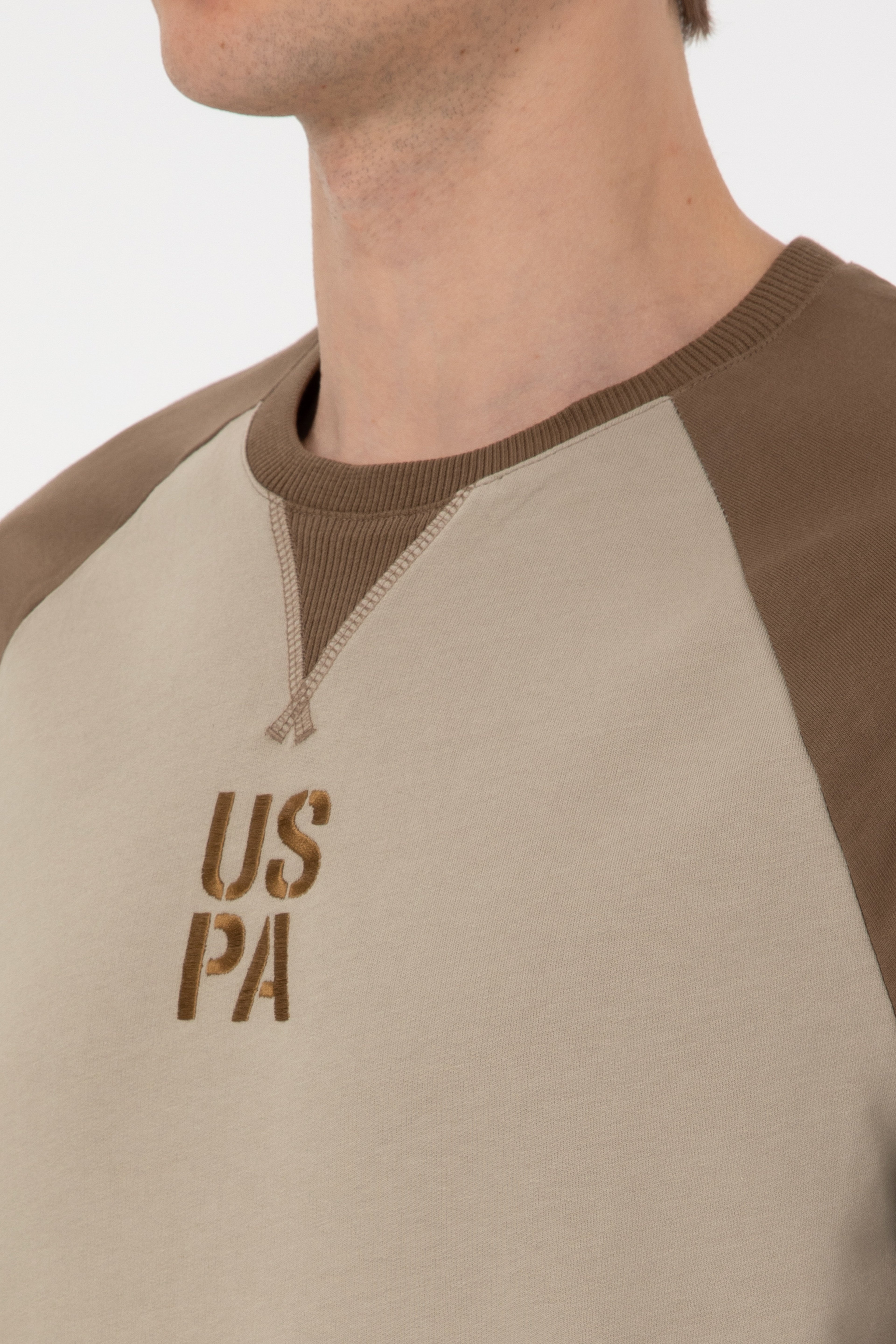 Erkek Bisiklet Yaka Regular Fit Haki İnce Sweatshirt - Image 7