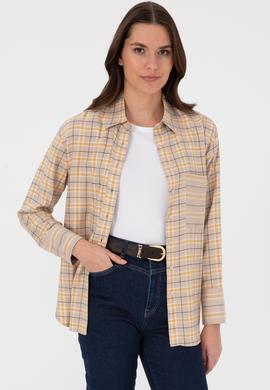 Kadın Taş Uzun Kollu Ekoseli Gömlek - 50316425004