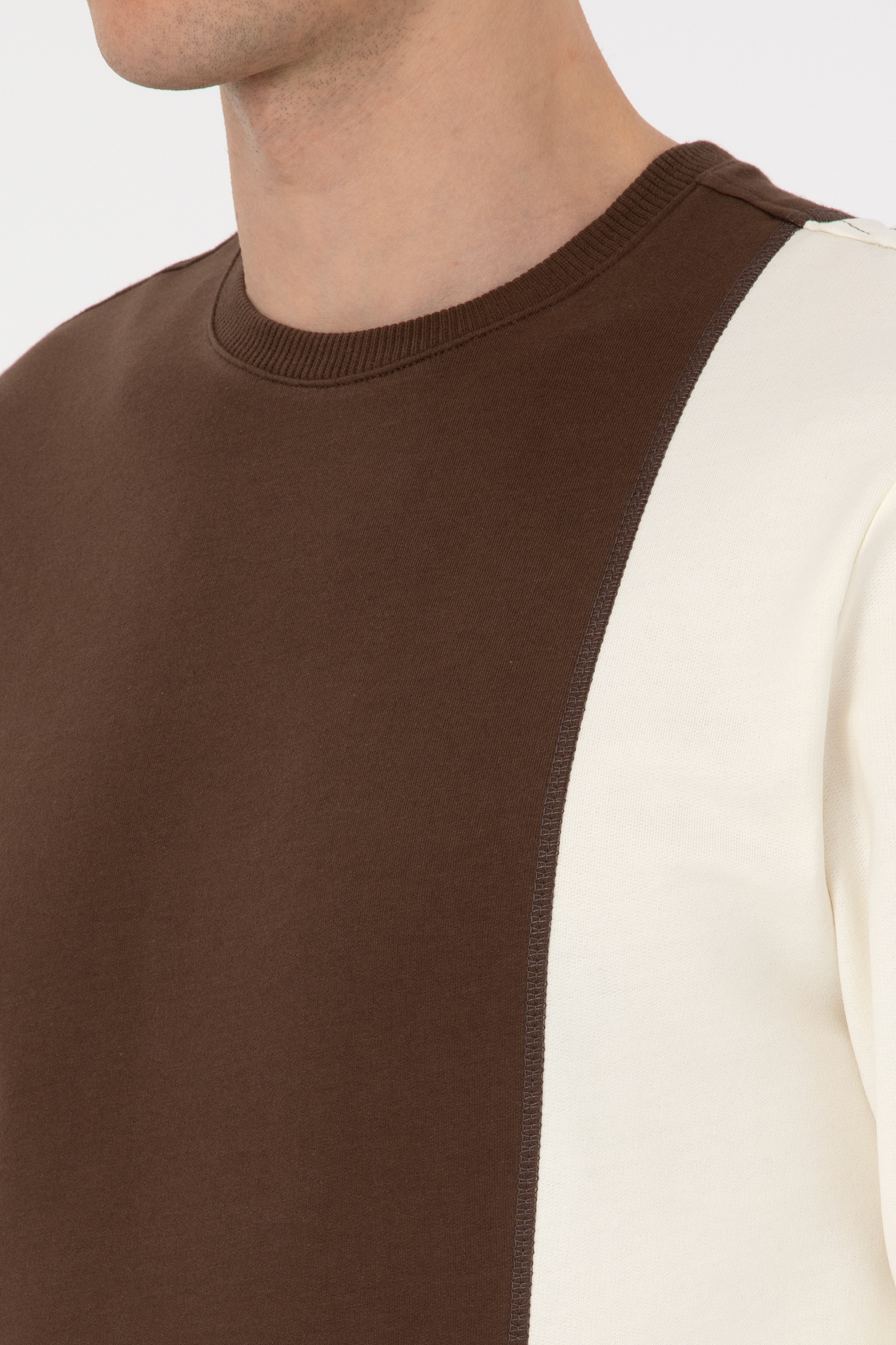 Erkek Regular Fit Bisiklet Yaka Kahverengi İnce Sweatshirt - Image 7