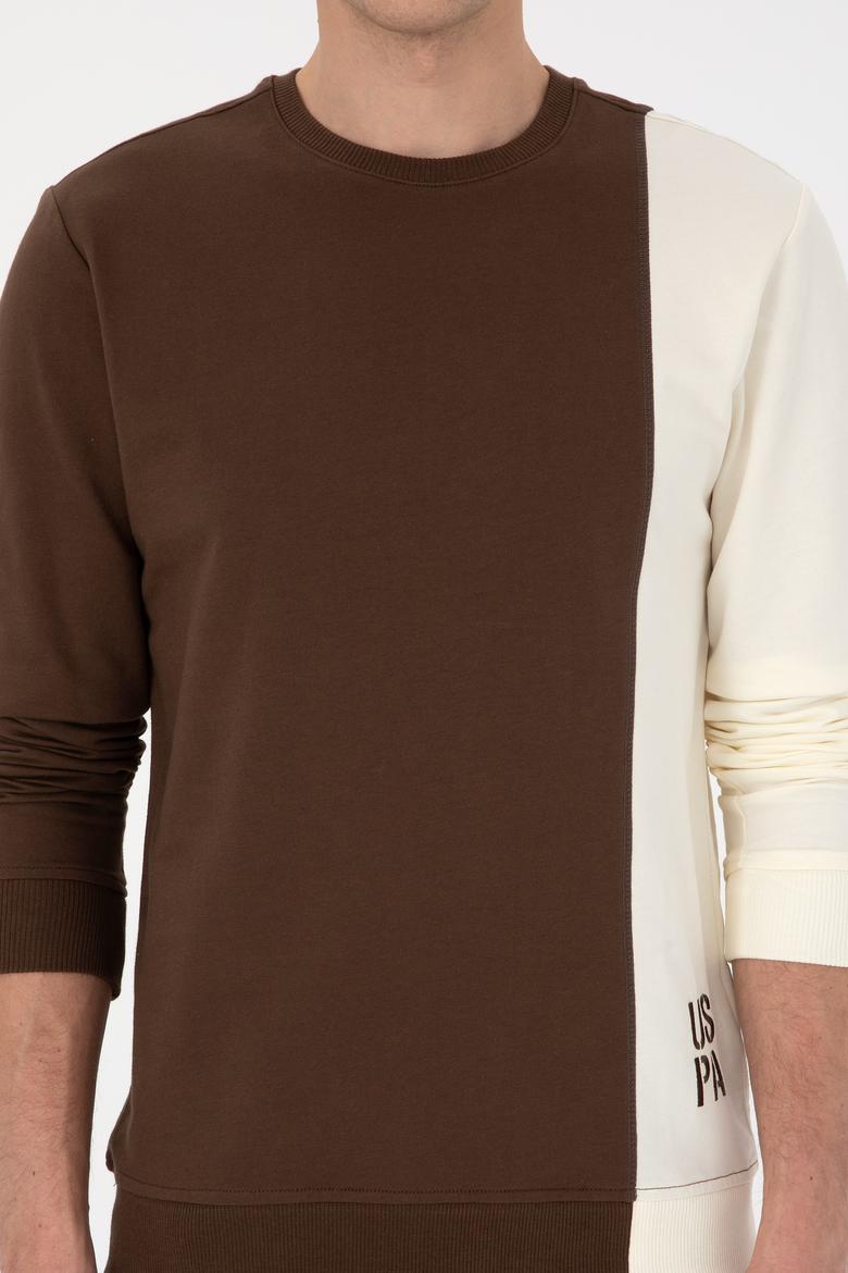 Erkek Regular Fit Bisiklet Yaka Kahverengi İnce Sweatshirt - 50316316017