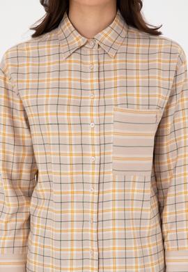Kadın Taş Uzun Kollu Ekoseli Gömlek - 50316425004