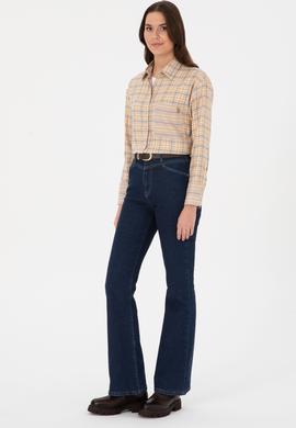 Kadın Taş Uzun Kollu Ekoseli Gömlek - 50316425004