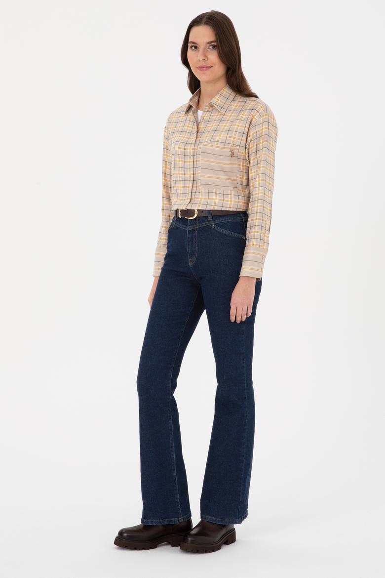 Kadın Taş Uzun Kollu Ekoseli Gömlek - 50316425004