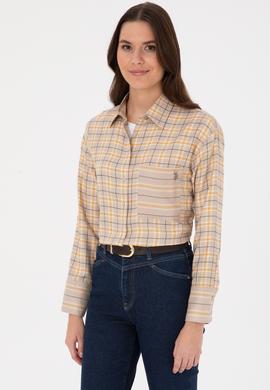 Kadın Taş Uzun Kollu Ekoseli Gömlek - 50316425004