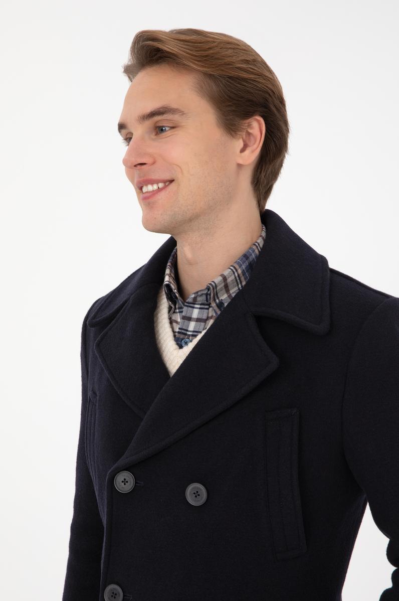 Erkek Lacivert Kaşe Kaban