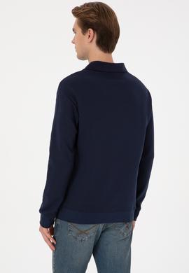 Erkek Comfort Fit Yarım Fermuarlı Lacivert Sweatshirt - 50316484036