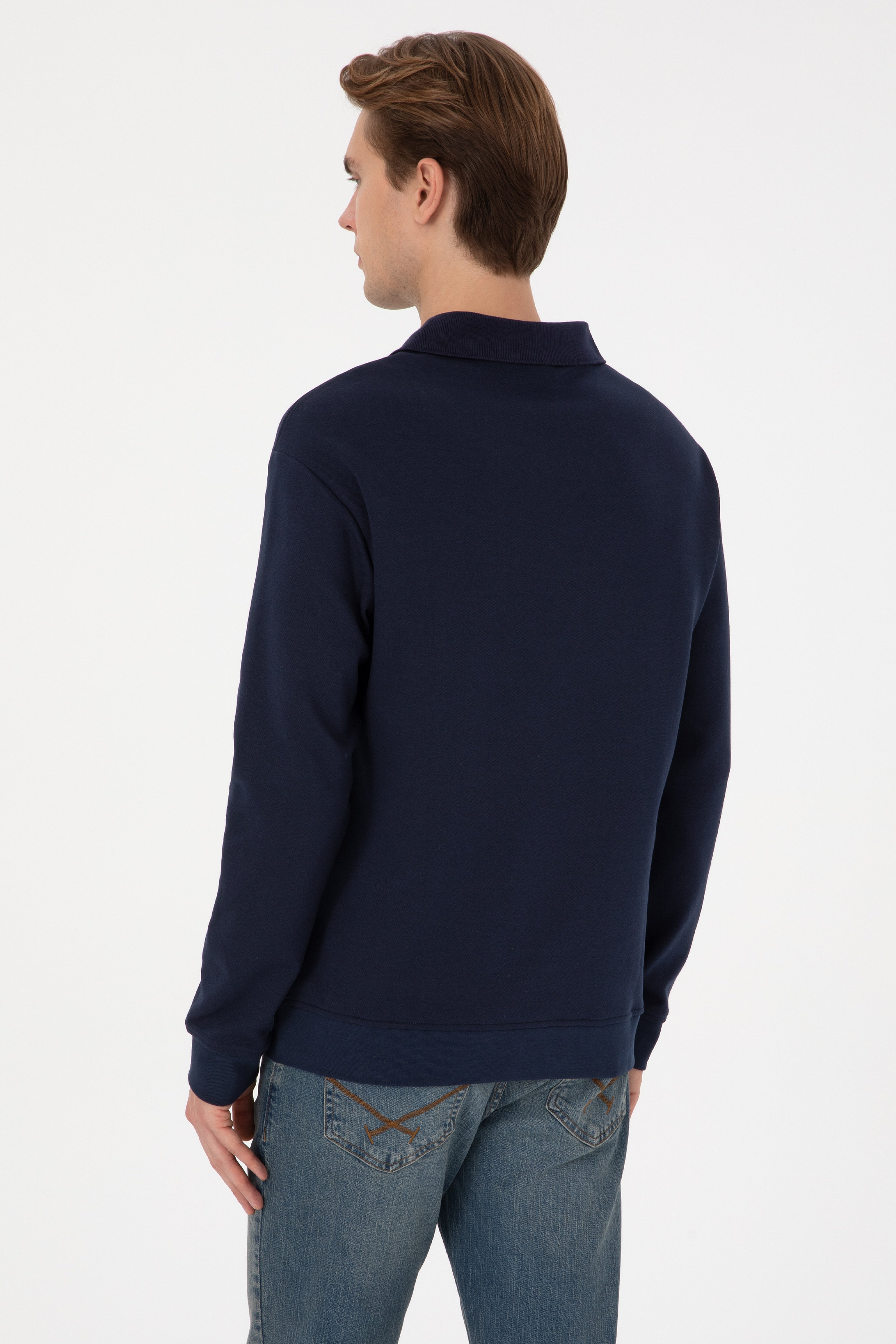 Erkek Comfort Fit Yarım Fermuarlı Lacivert Sweatshirt