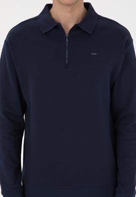 Erkek Comfort Fit Yarım Fermuarlı Lacivert Sweatshirt - 50316484036