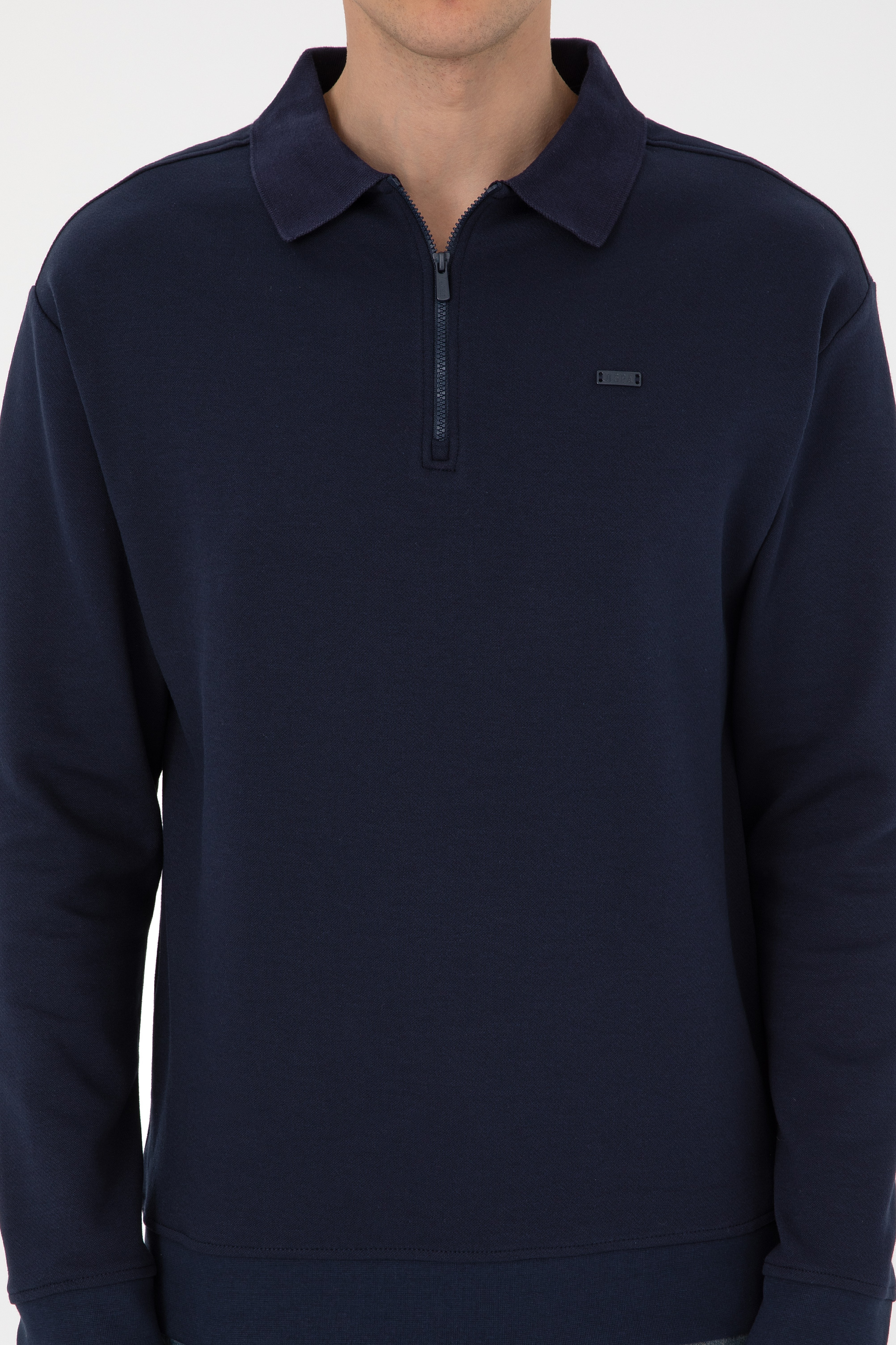 Erkek Comfort Fit Yarım Fermuarlı Lacivert Sweatshirt - Image 6