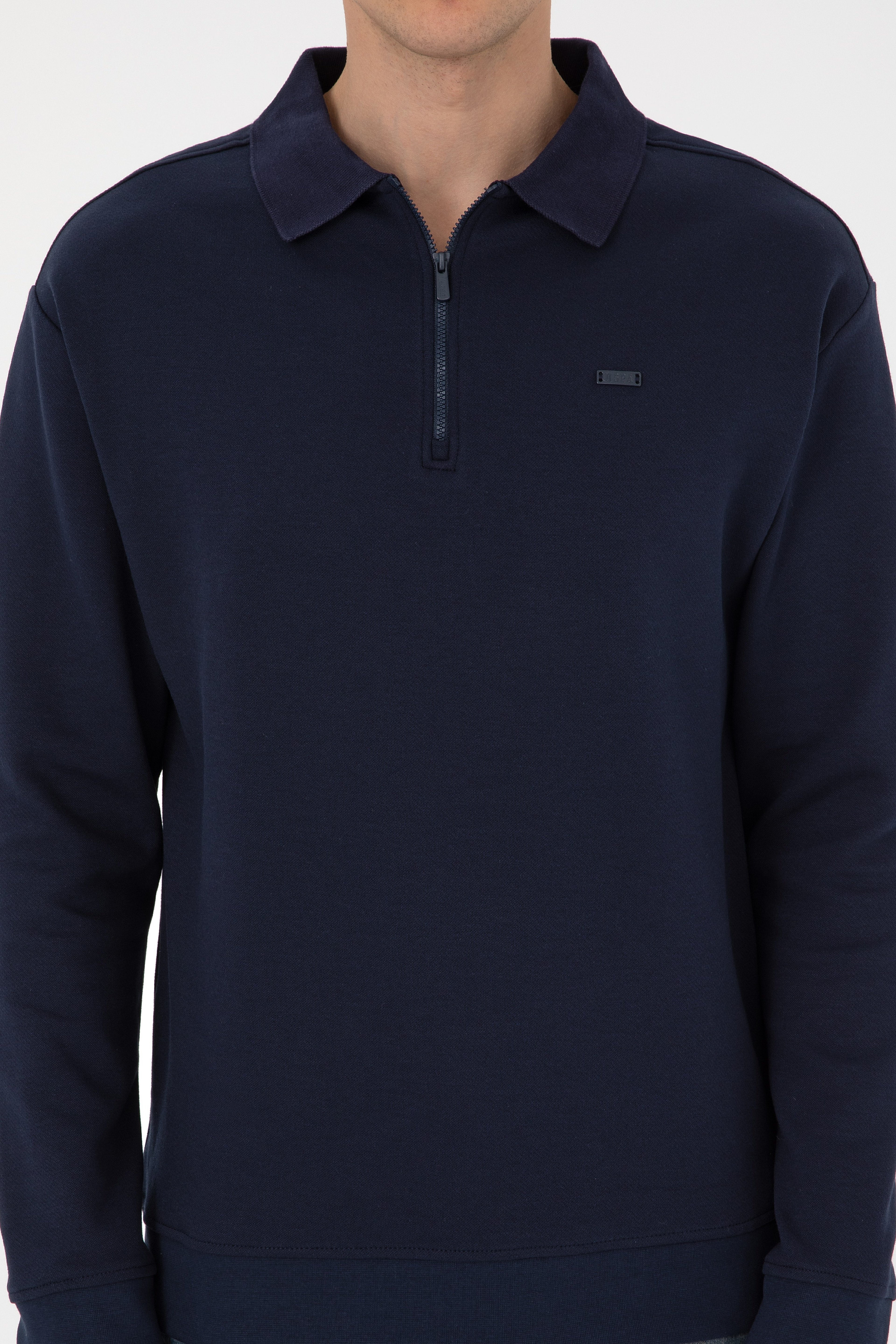 Erkek Comfort Fit Yarım Fermuarlı Lacivert Sweatshirt