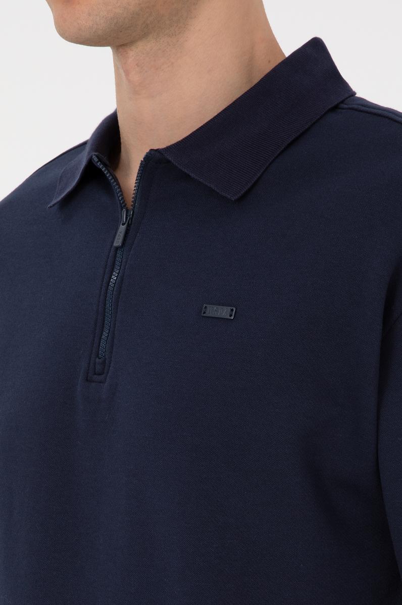 Erkek Comfort Fit Yarım Fermuarlı Lacivert Sweatshirt